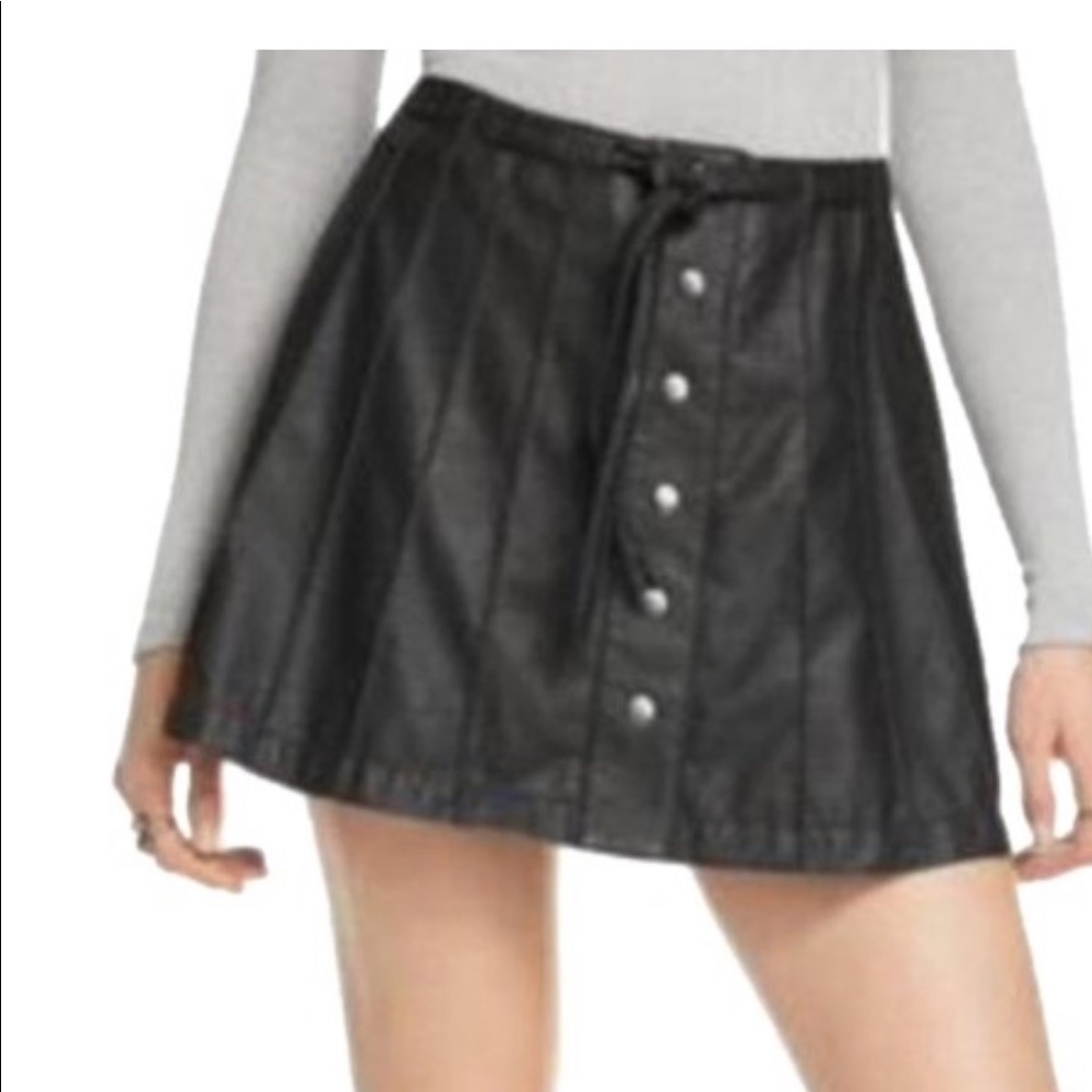 Free People faux leather black mini skirt size 4